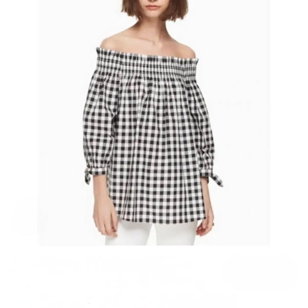 Kate Spade Gingham Off-Shoulder Blouse